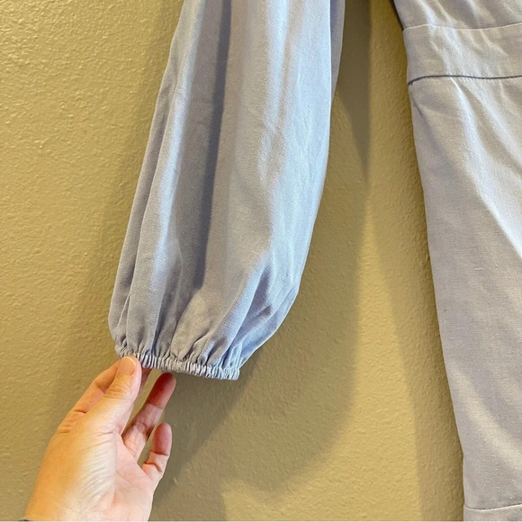 Showpo Cant Move On Dress Linen Look NWT Powder Blue Size 6 Faux Wrap - Picture 4 of 12